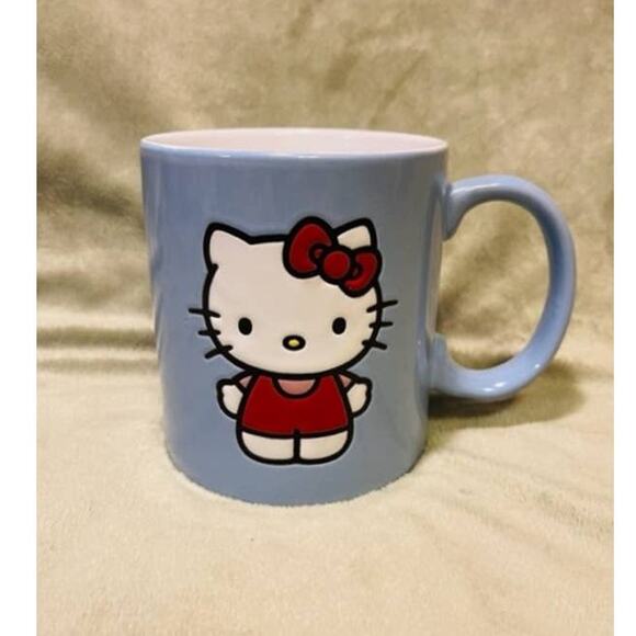 Hello Kitty Double Sided Pose Large 20oz Periwinkle Blue Ceramic Mug- NEW - Picture 1 of 6